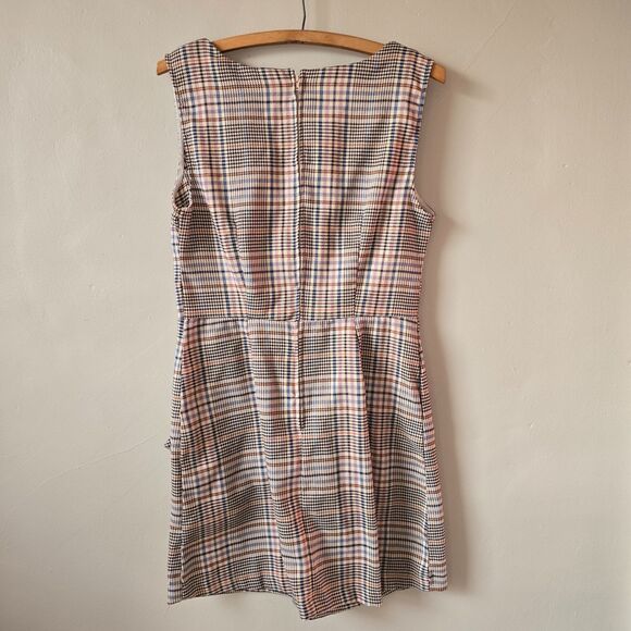 ModCloth Dress Plaid Button Up Tank Foe Pockets Bodycon Houndstooth Mini W10 M - Picture 4 of 7